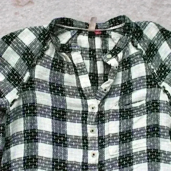 PILCRO Long Sleeve Lightweight Breezy Embroidered Button Up Mandarin Collar XS - Picture 4 of 12